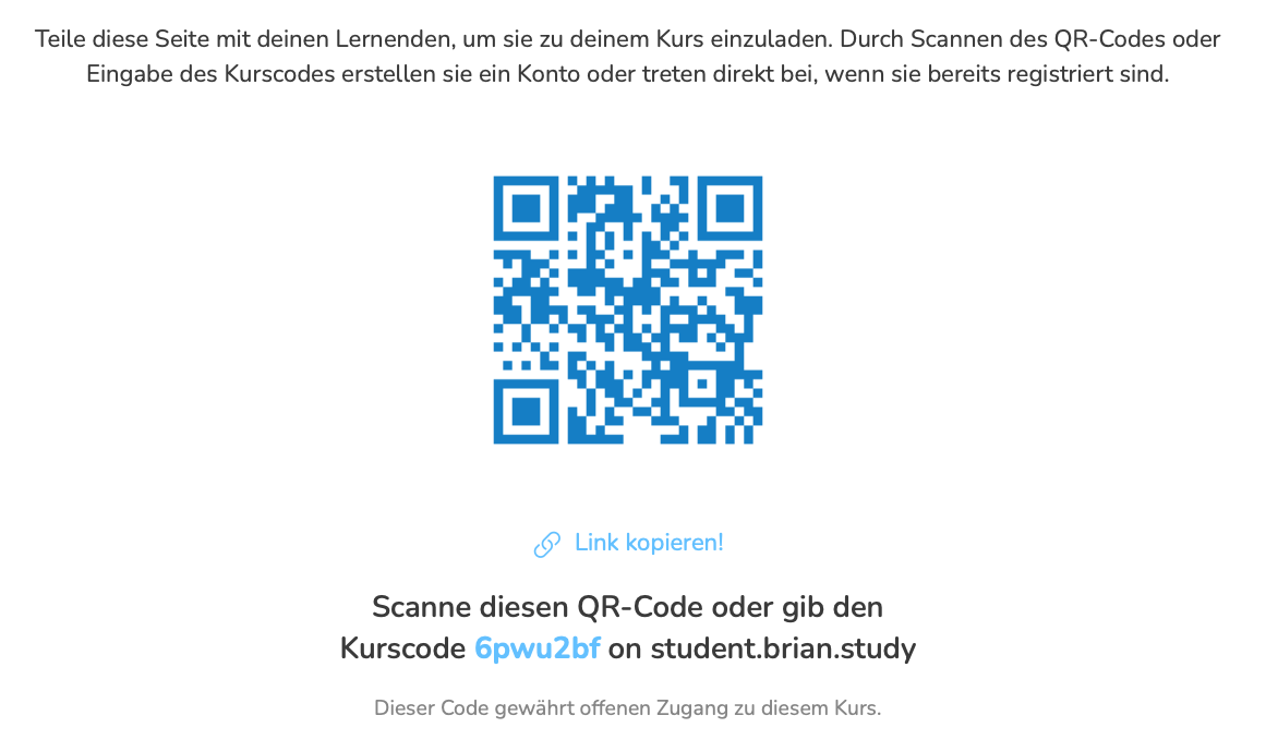 Marktmechanismen mit Brian   Login QR Code oder Kurscode